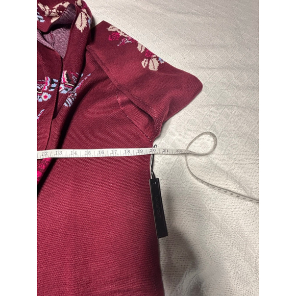 NWT Maxsport Longline Open Hooded Floral Cardigan Raspberry Pink Size Medium - Picture 7 of 8